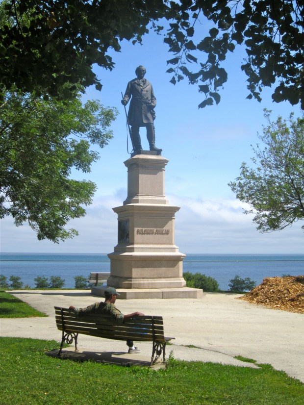 Photograph of Solomon Juneau statue in Milwaukee