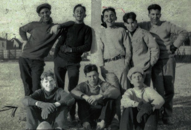 Francis Wren, seated lower left, photographed in May 1927. Four months later he died in the basement swimming pool at Milwaukee's Eagles Club. Photo courtesy AnnEllen Barr