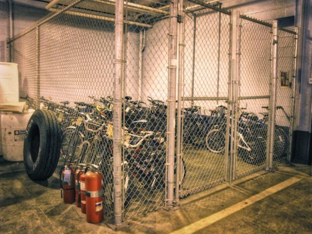 Milwaukee's Island of Lost Toys is this locked cage in the bus system's Fleet Maintenance Facility. Carl A. Swanson photo