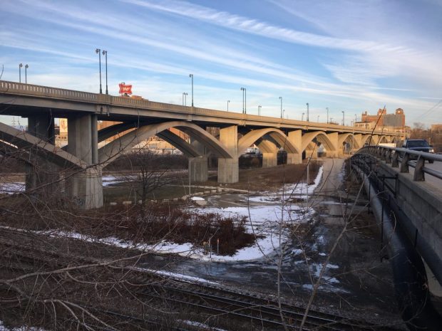 The arches of the present-day Wisconsin Avenue viaduct suggest the appearance of the original bridge